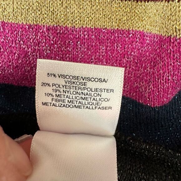 Rachel Roy Dark Pink Stripe Metallic Pencil stretch Skirt Pink Size M NWOT - Picture 5 of 7